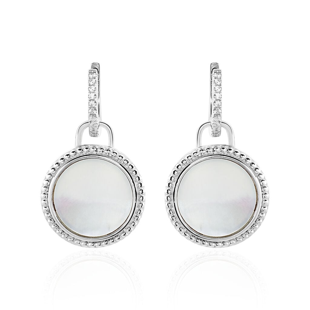 Boucles D'oreilles Pendantes Laetizia Celine Argent Blanc Nacre - Boucles d'oreilles fantaisie Femme | Histoire d&rsquo;Or