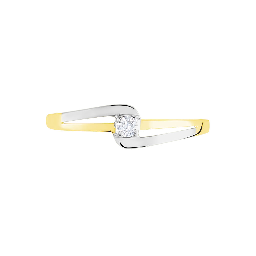 Bague Nesryne Or Bicolore Oxyde De Zirconium - Bagues solitaires Femme | Histoire d’Or