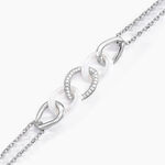 Bracelet Link Argent Blanc C&eacute;ramique Et Oxyde De Zirconium - Bracelets Femme | Histoire d&rsquo;Or