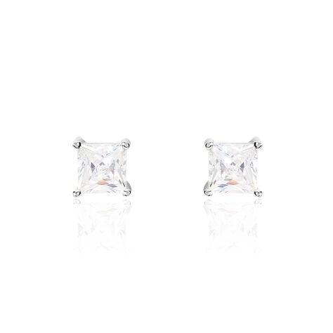 Boucles D'oreilles Puces Argent Blanc Alys Oxyde De Zirconium - Boucles d'oreilles fantaisie Femme | Histoire d’Or