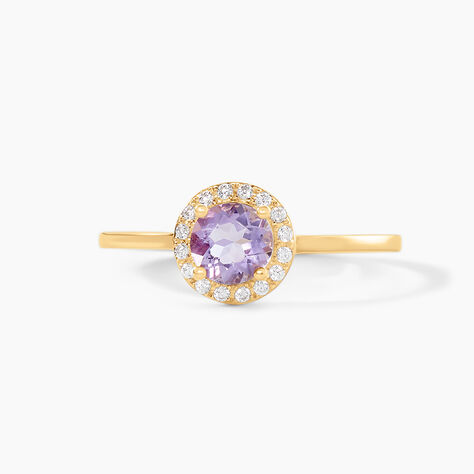 Bague Najib Or Jaune Am&eacute;thyste Oxyde De Zirconium - Bagues solitaires Femme | Histoire d&rsquo;Or