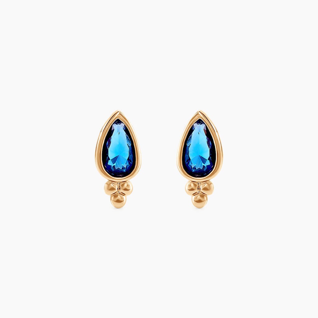 Boucles D'oreilles Puces Marika Plaqu&eacute; Or Dor&eacute; Pierre D'imitation - Boucles d'oreilles fantaisie Femme | Histoire d&rsquo;Or