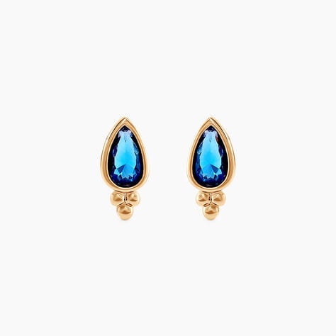 Boucles D'oreilles Puces Marika Plaqu&eacute; Or Dor&eacute; Pierre D'imitation - Boucles d'oreilles fantaisie Femme | Histoire d&rsquo;Or