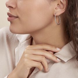 Créoles Argent Blanc Abie - Boucles d'oreilles créoles Femme | Histoire d’Or