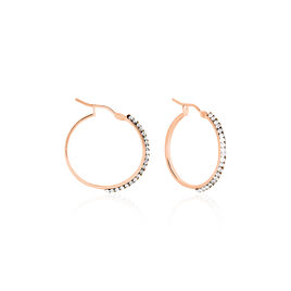 Créoles Sandrine Or Rose Strass - Boucles d'oreilles créoles Femme | Histoire d’Or