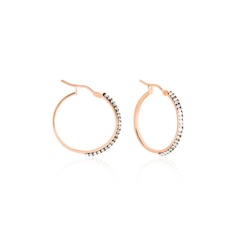 Créoles Sandrine Or Rose Strass - Boucles d'oreilles créoles Femme | Histoire d’Or