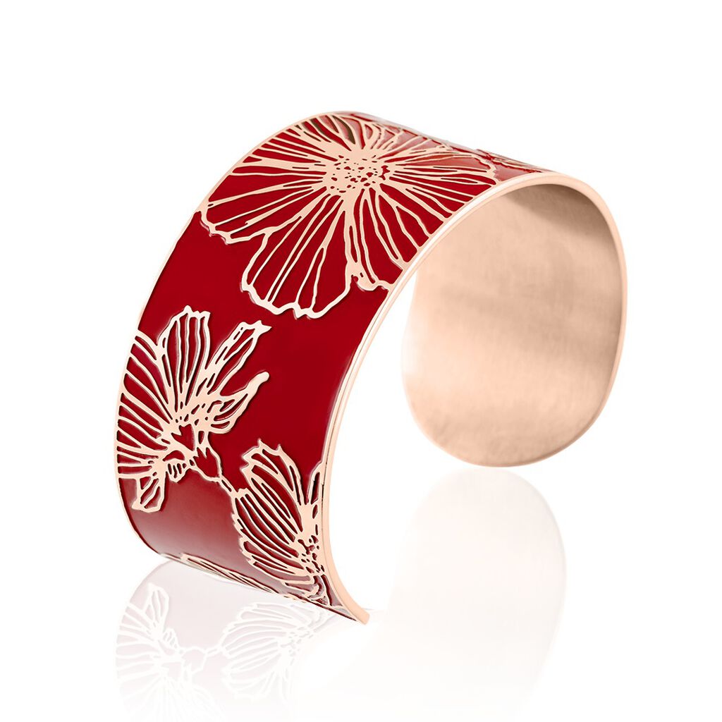 Bracelet Jonc Willem Acier Rose Smalto Rouge - Bracelets joncs Femme | Histoire d&rsquo;Or