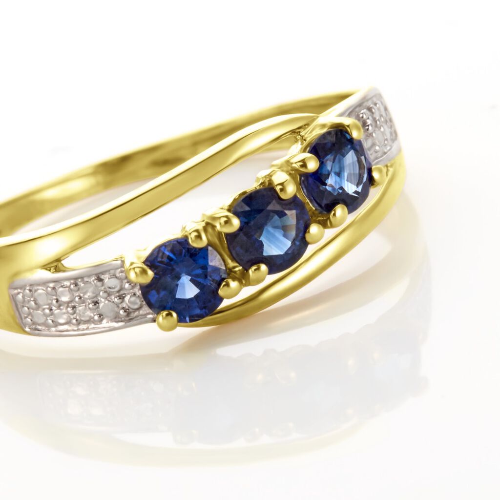Bague Or Jaune Abelard Saphirs Diamants - Bagues avec pierre Femme | Histoire d’Or
