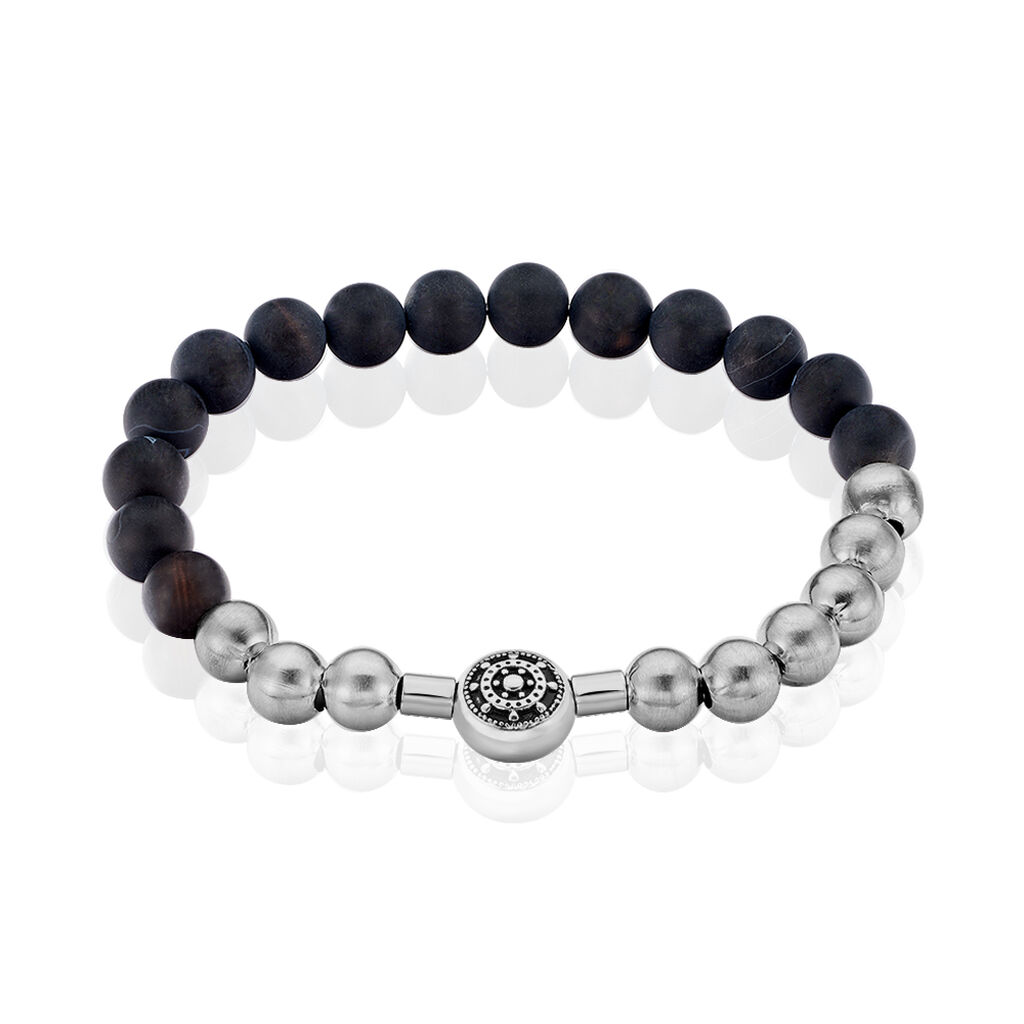 Bracelet Acier Lysane Boules Lisses Noires - Bracelets fantaisie Homme | Histoire d’Or
