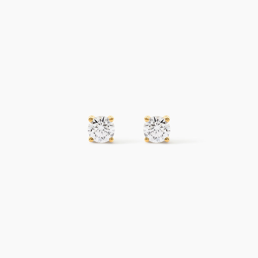 Boucles D'oreilles Puces 4 Griffes Or Jaune Diamant Synthetique - Clous d'oreilles Femme | Histoire d&rsquo;Or