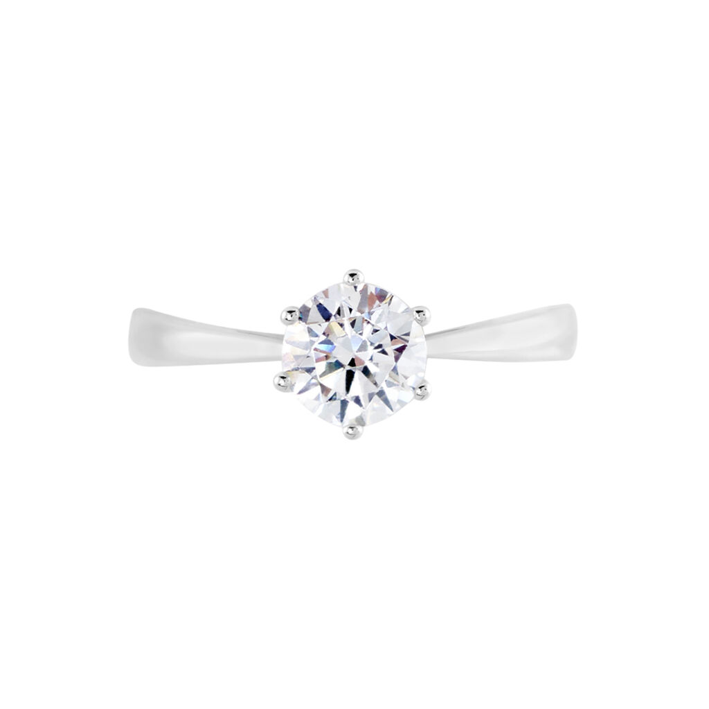 Solitaire Or Blanc Laurian Oxyde De Zirconium Blanc - Bagues solitaires Femme | Histoire d’Or