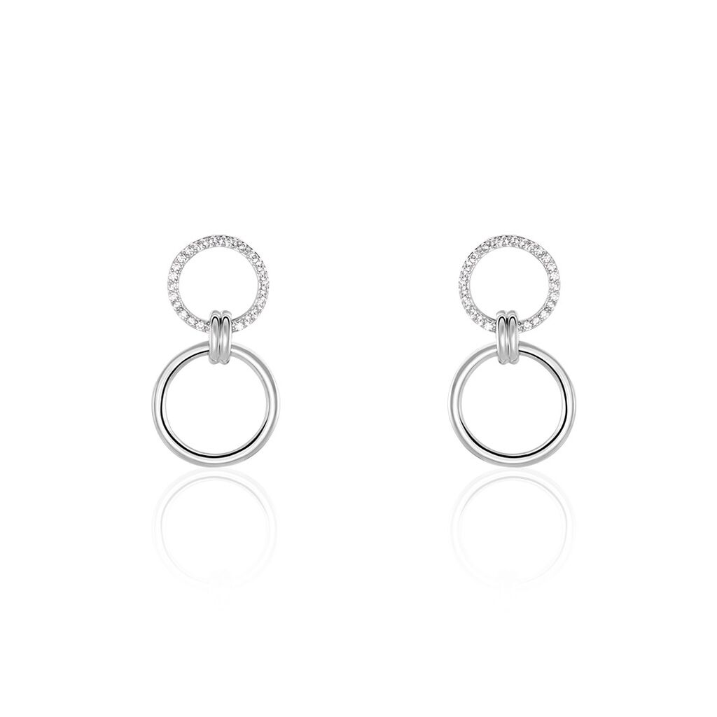 Boucles D'oreilles Pendantes Colas Argent Blanc Oxyde De Zirconium - Boucles d'oreilles pendantes Femme | Histoire d’Or