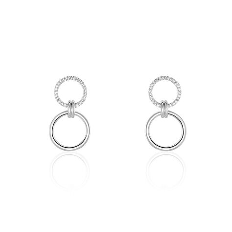 Boucles D'oreilles Pendantes Colas Argent Blanc Oxyde De Zirconium - Boucles d'oreilles pendantes Femme | Histoire d’Or