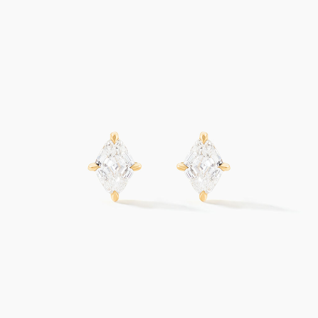 Boucles D'Oreilles Puces Icone Or Jaune Diamant Synthetique - Clous d'oreilles Femme | Histoire d&rsquo;Or