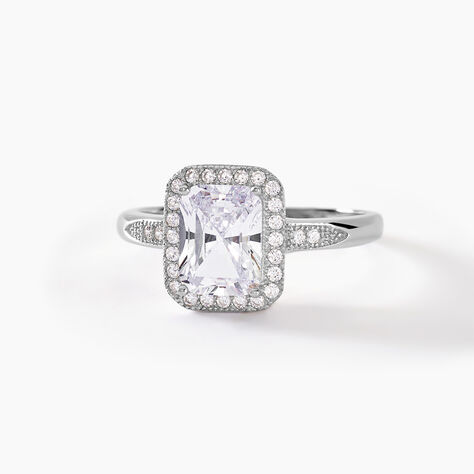 Bague Solitaire Pilar Argent Blanc Oxyde De Zirconium - Bagues solitaires Femme | Histoire d&rsquo;Or
