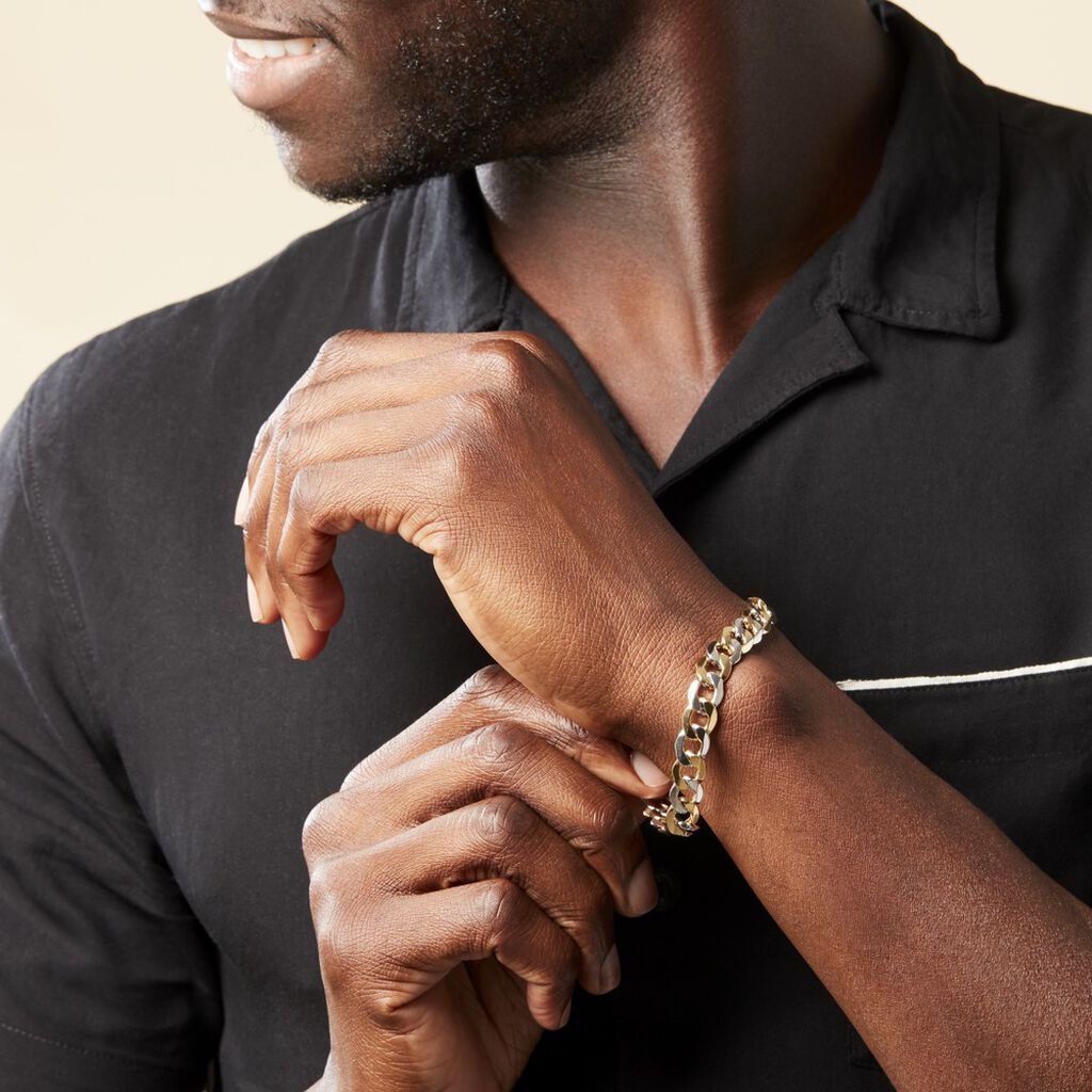 Bracelet Iris Or Bicolore Maille Gourmette - Bracelets chaîne Homme | Histoire d’Or