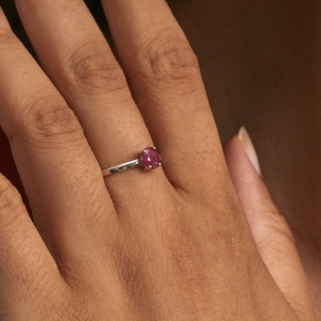 Bague Lily Or Blanc Rubis - Bagues solitaires Femme | Histoire d’Or