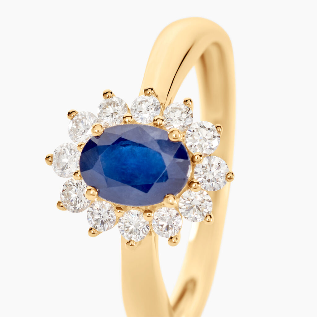 Bague Or Jaune Saphir Diamants - Bagues solitaires Femme | Histoire d’Or
