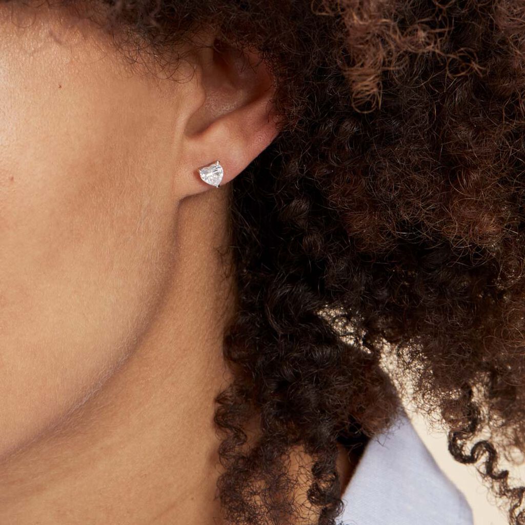 Boucles D'oreilles Puces Argent Blanc Schull Oxydes De Zirconium - Boucles d'oreilles fantaisie Femme | Histoire d’Or