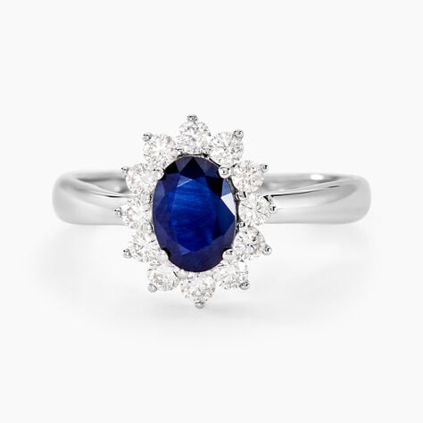 Bague Or Blanc Saphir Diamants - Bagues solitaires Femme | Histoire d’Or
