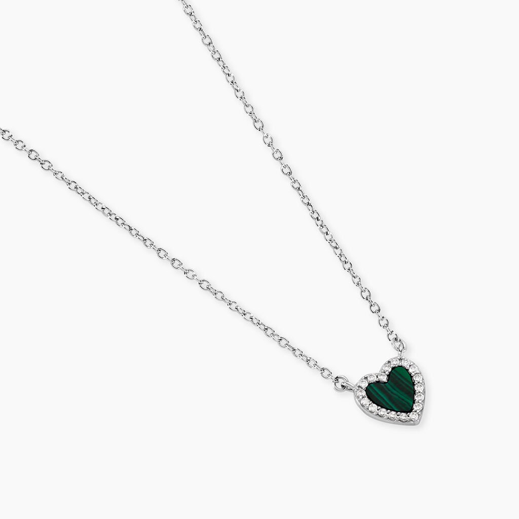 Collier Lovia Argent Blanc Malachite Oxyde De Zirconium - Colliers fantaisie Femme | Histoire d&rsquo;Or