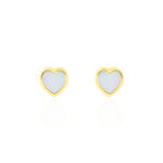 Boucles D'oreilles Puces Azalea C&oelig;ur Or Jaune Nacre - Clous d'oreilles Enfant | Histoire d&rsquo;Or