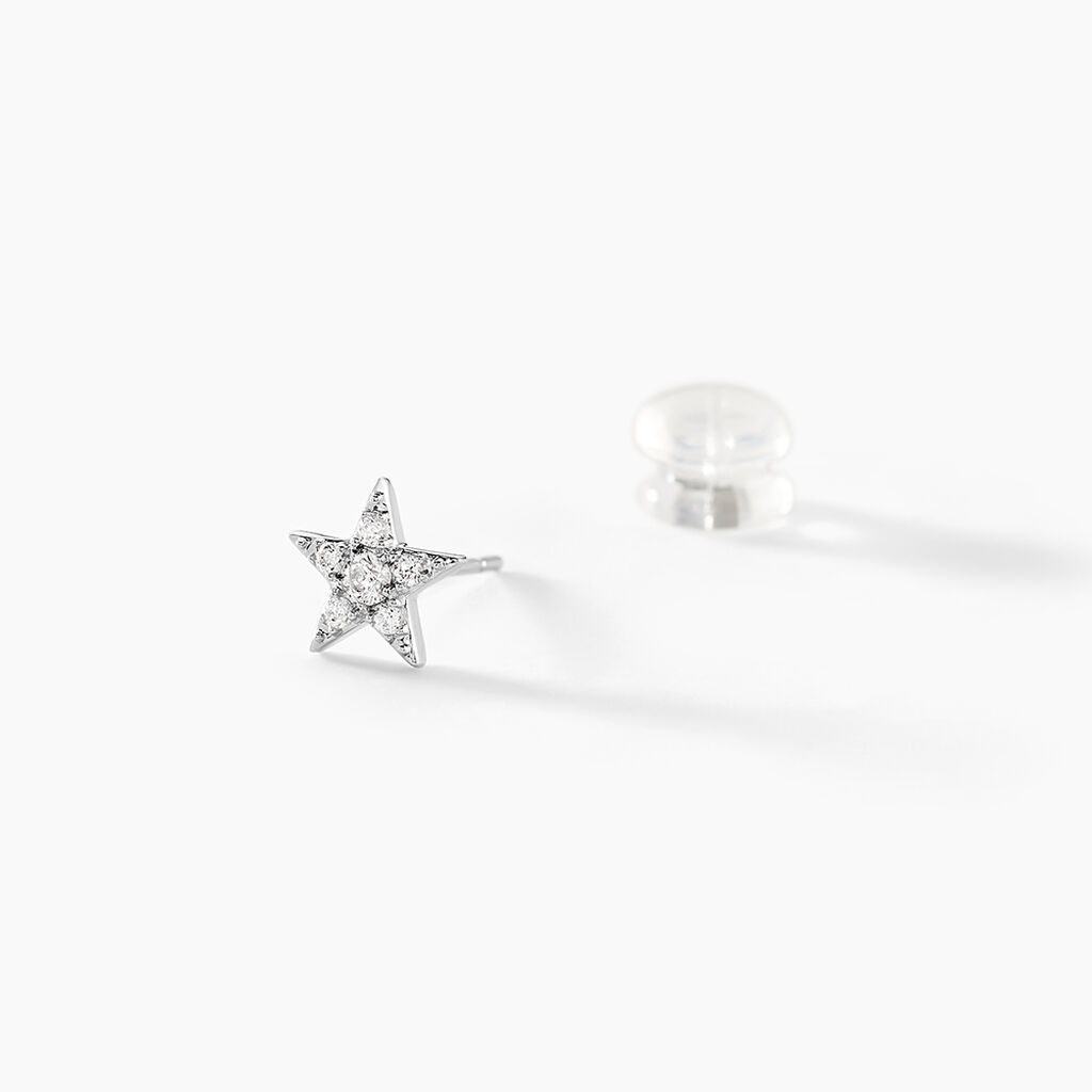 Boucles D'oreilles Puces Eden Or Blanc Oxyde De Zirconium - Clous d'oreilles Femme | Histoire d’Or