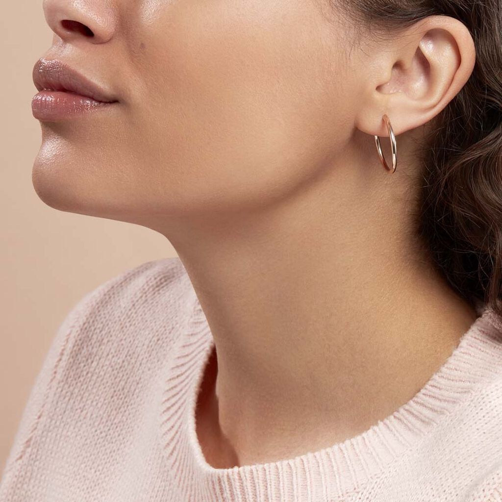 Créoles Argent Rose Olympia - Boucles d'oreilles créoles Femme | Histoire d’Or