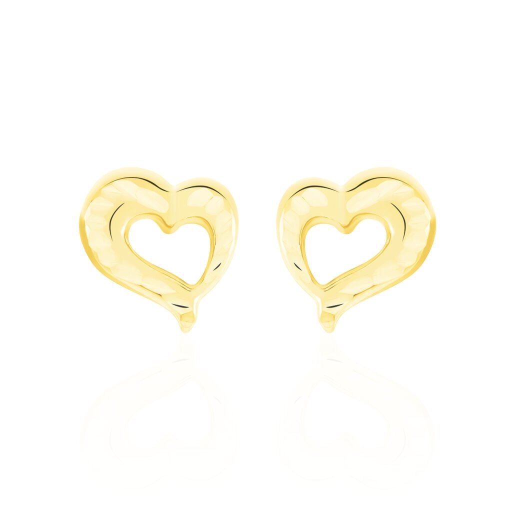 Boucles D'oreilles Puces Anne-maudae Coeurs Or Jaune - Clous d'oreilles Femme | Histoire d’Or