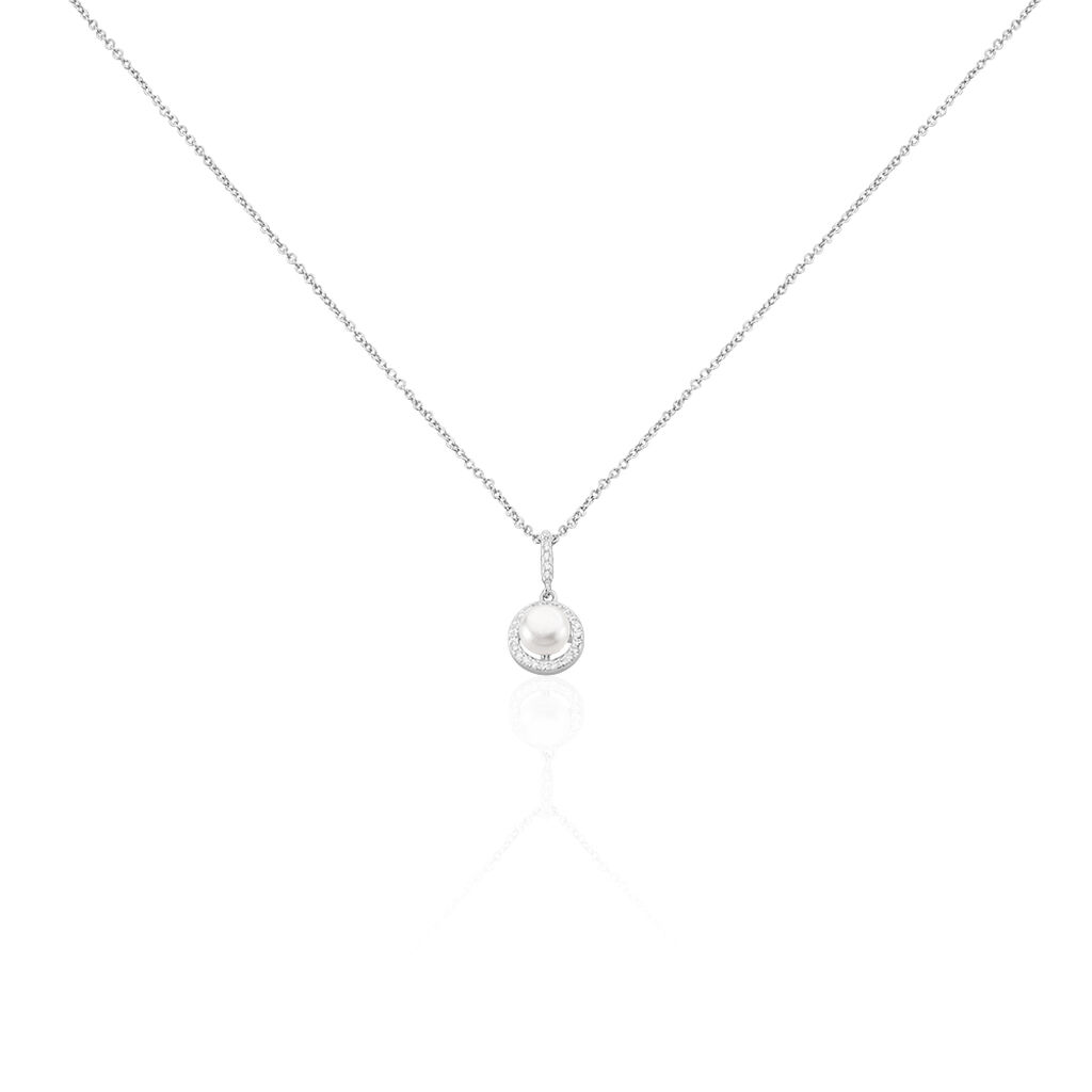 Collier Mathie Argent Blanc Perle De Culture Et Oxyde De Zirconium