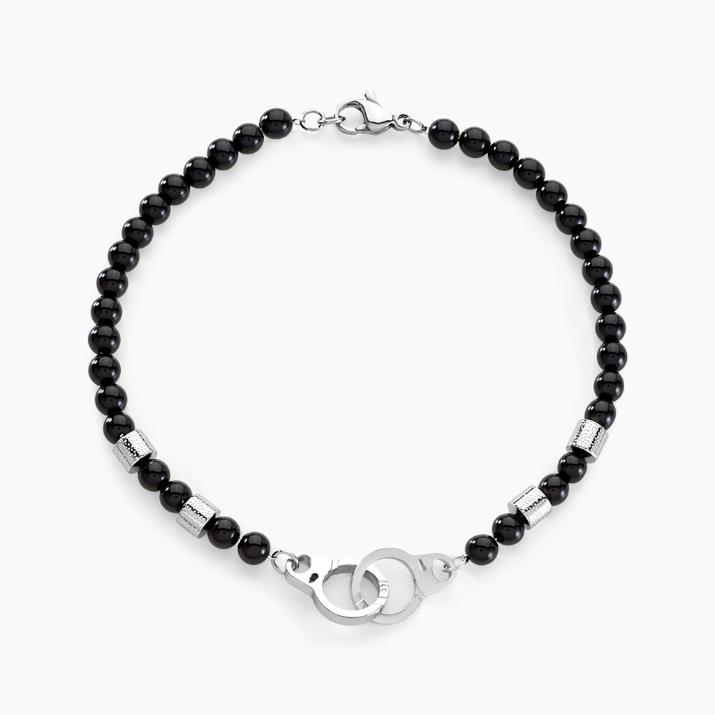 Bracelet Kuro Acier Blanc Agate - Bracelets Homme | Histoire d’Or