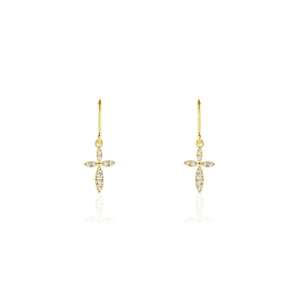 Boucles D'oreilles Pendantes Chastity Or Jaune Oxyde De Zirconium - Boucles d'oreilles pendantes Femme | Histoire d’Or