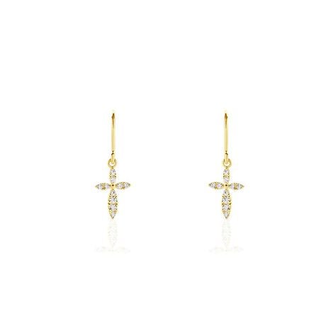 Boucles D'oreilles Pendantes Chastity Or Jaune Oxyde De Zirconium - Boucles d'oreilles pendantes Femme | Histoire d’Or