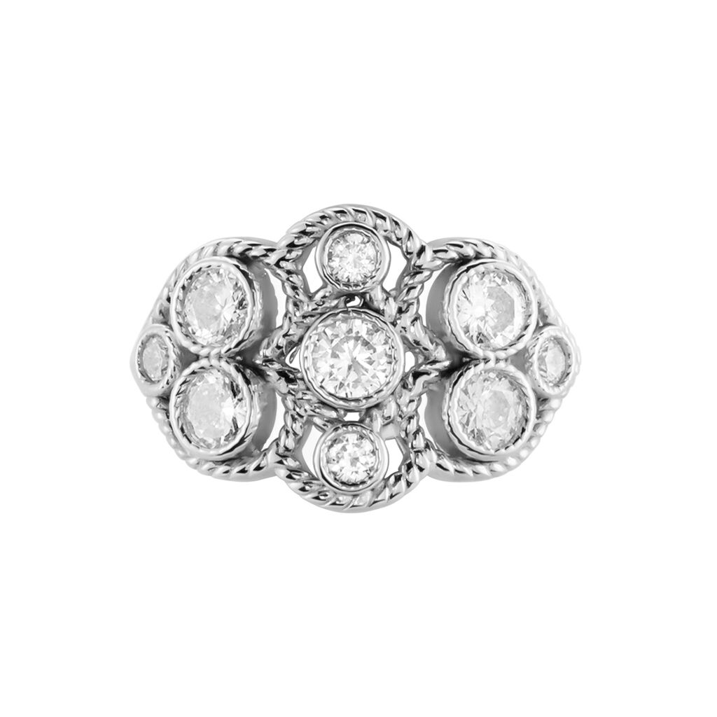 Bague Argent Blanc Boulonnaise Oxydes De Zirconium - Bagues avec pierre Femme | Histoire d’Or