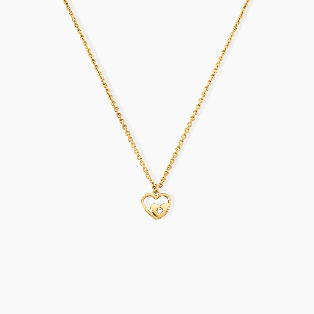 Collier Terentille Coeur Argent Dor&eacute; A L'Or 750/1000 Oxyde De Zirconium - Colliers Enfant | Histoire d&rsquo;Or