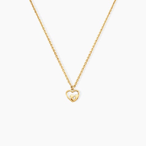 Collier Terentille Coeur Argent Dor&eacute; A L'Or 750/1000 Oxyde De Zirconium - Colliers Enfant | Histoire d&rsquo;Or