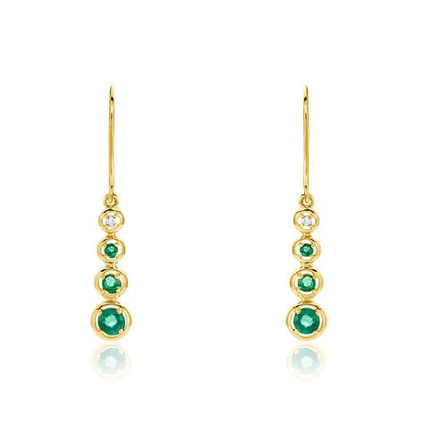 Boucles D'oreilles Pendantes Josephine Or Jaune Emeraude - Boucles d'oreilles pendantes Femme | Histoire d’Or