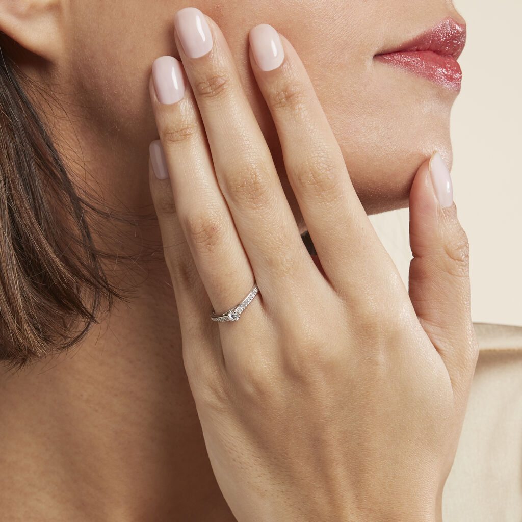 Bague Finella Platine Blanc Diamant - Bagues solitaires Femme | Histoire d’Or
