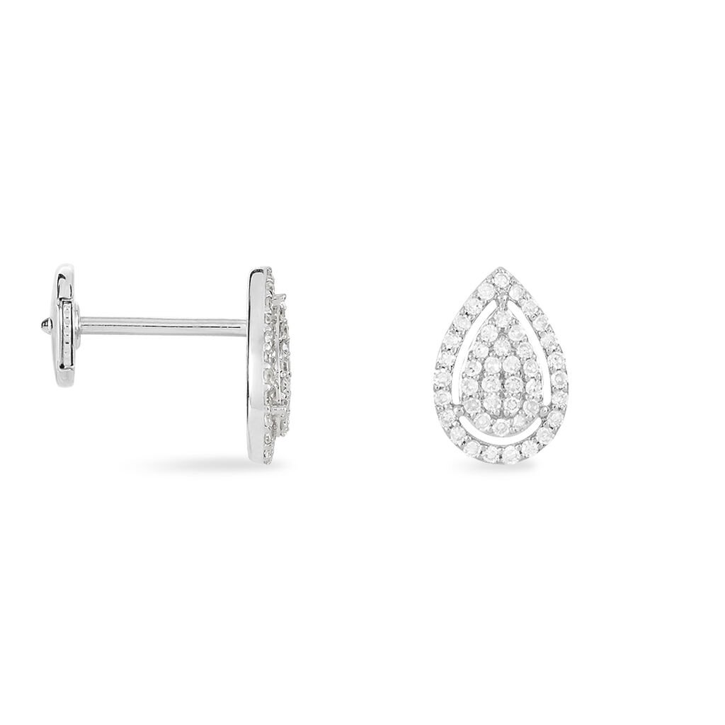 Boucles D'oreilles Puces Izia Or Blanc Diamant - Clous d'oreilles Femme | Histoire d&rsquo;Or