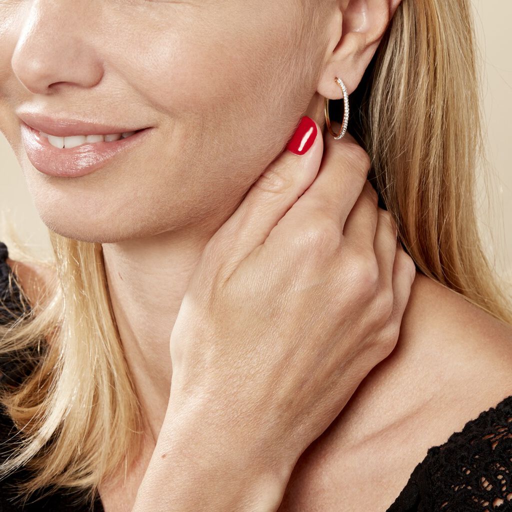 Créoles Sandrine Or Jaune Strass - Boucles d'oreilles créoles Femme | Histoire d’Or