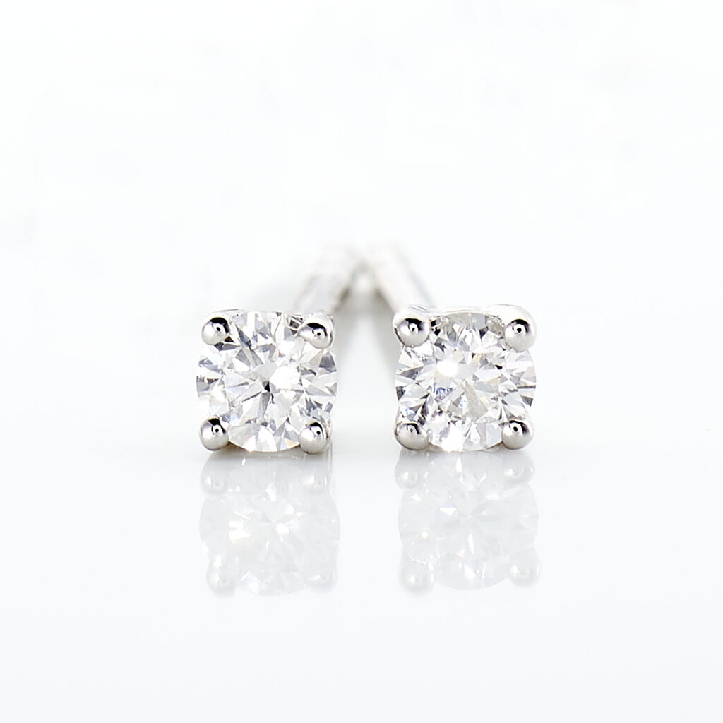 Boucles D'oreilles Puces Victoria Or Blanc Diamant - Clous d'oreilles Femme | Histoire d&rsquo;Or