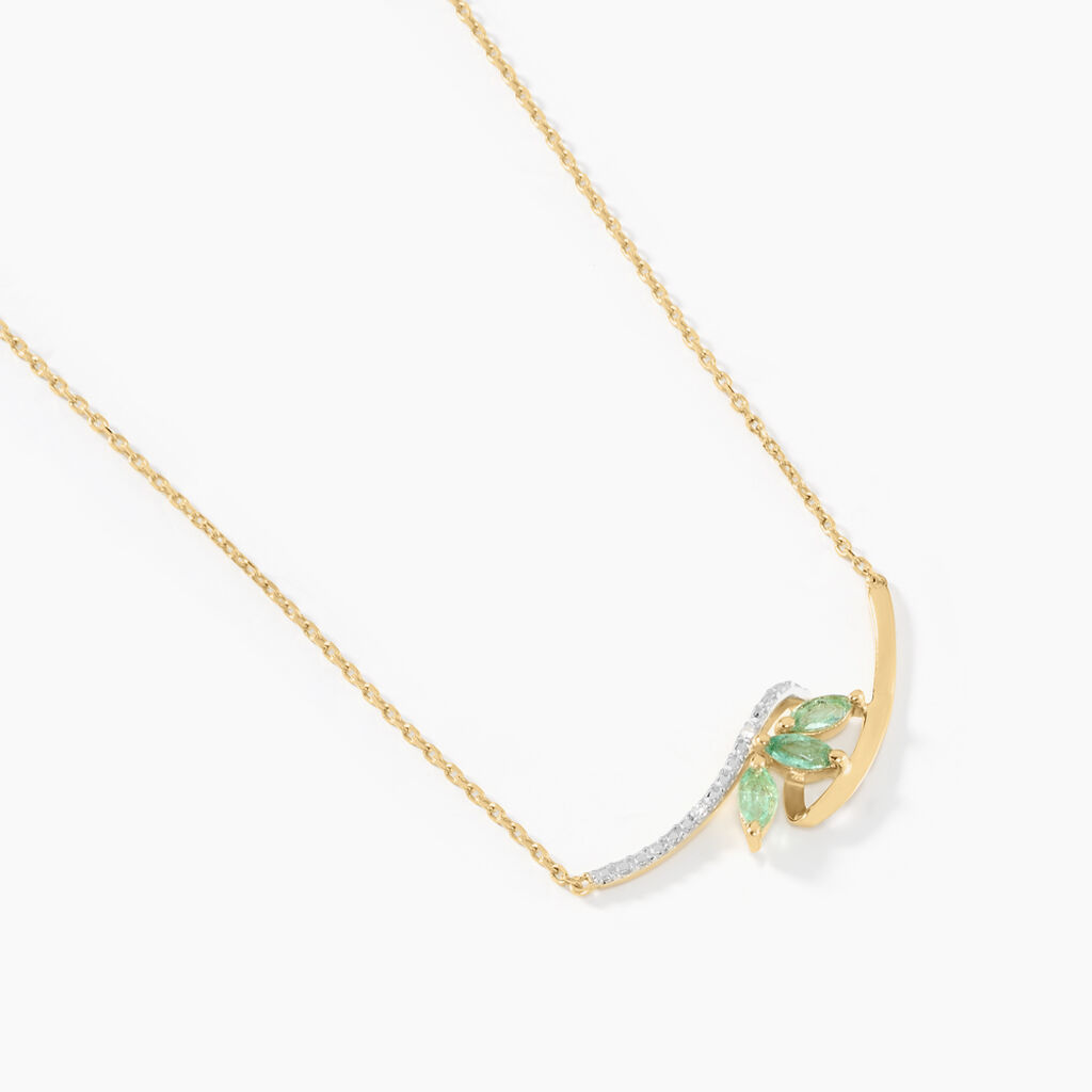 Collier Or Jaune Caetlin Emeraude Diamants - Colliers Femme | Histoire d’Or