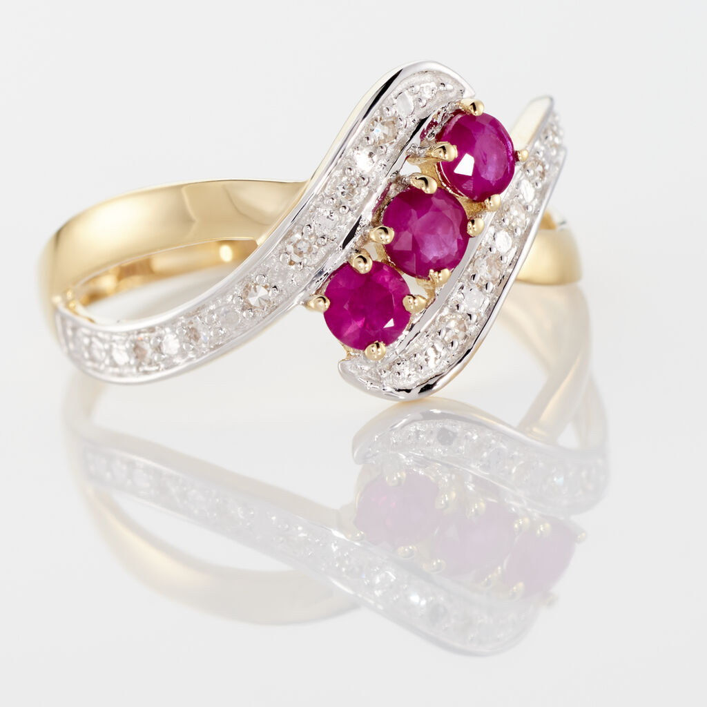 Bague Simma Or Jaune Diamant Et Rubis - Bagues avec pierre Femme | Histoire d’Or