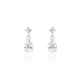 Boucles D'oreilles Pendantes Jordaine Or Blanc Oxydes - Boucles d'oreilles pendantes Femme | Histoire d’Or