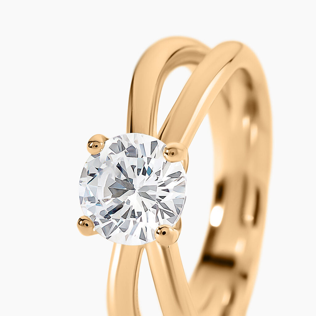 Bague Gen Plaqu&eacute; Or Oxyde De Zirconium - Bagues solitaires Femme | Histoire d&rsquo;Or