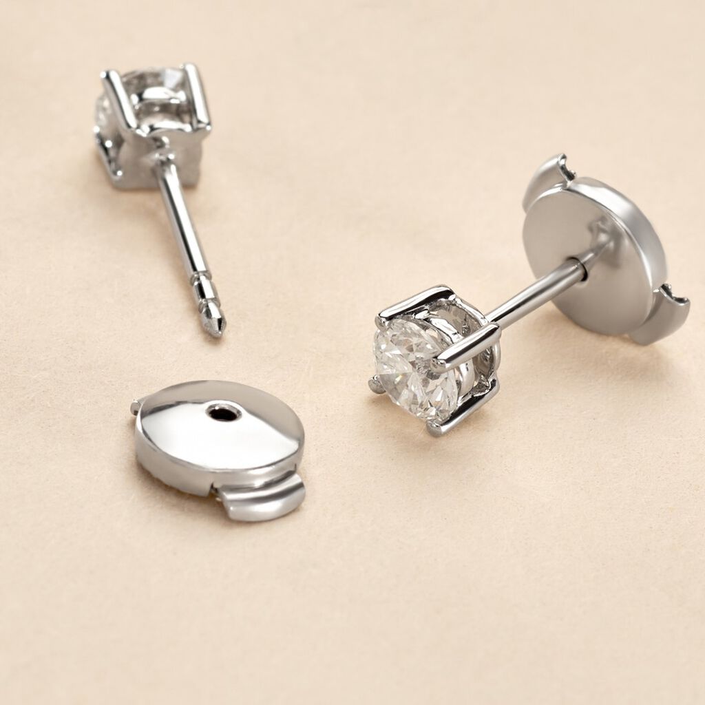 Boucles D'oreilles Puces Aphrodite Or Blanc Diamants - Clous d'oreilles Homme | Histoire d’Or