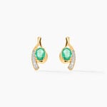 Bijoux D'oreilles Emotion Or Jaune Emeraude Diamant - Clous d'oreilles Femme | Histoire d&rsquo;Or