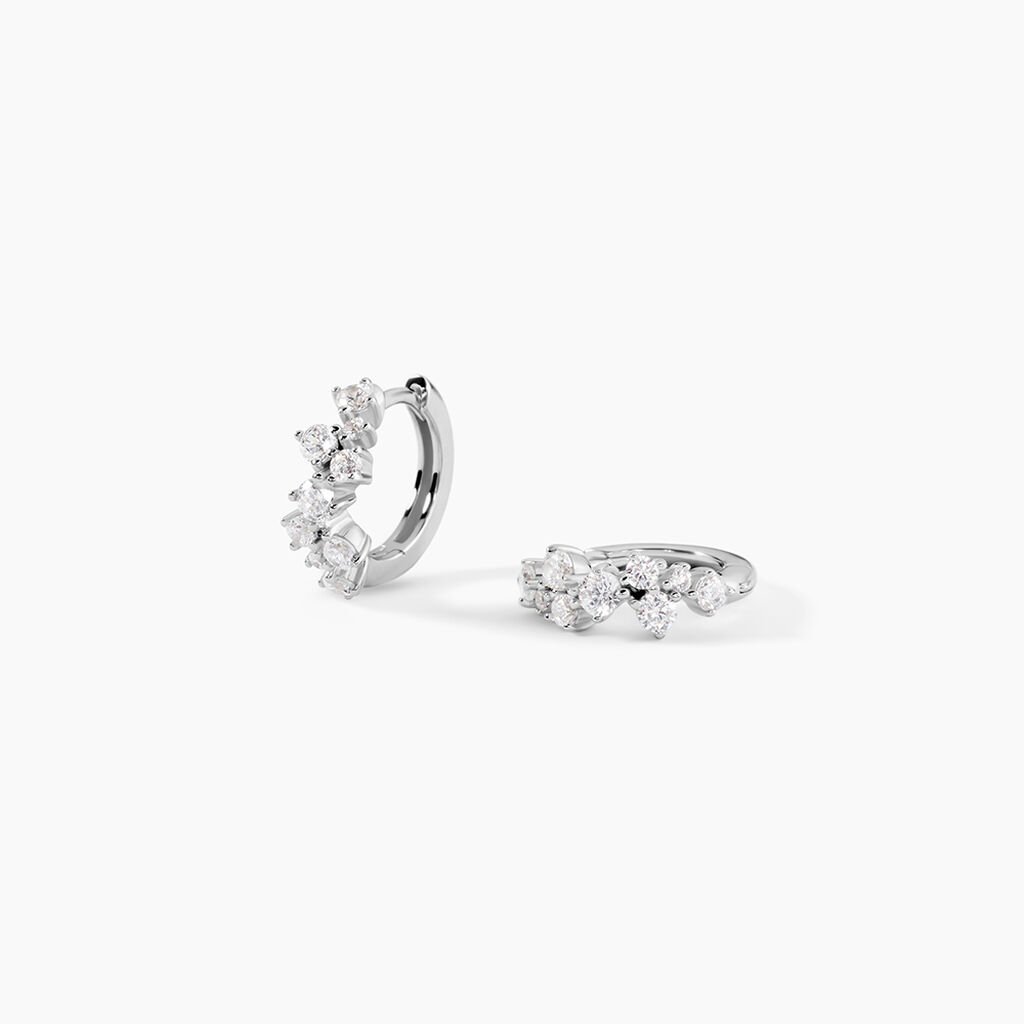 Creoles Rio Argent Blanc Oxyde De Zirconium - Boucles d'oreilles cr&eacute;oles Femme | Histoire d&rsquo;Or