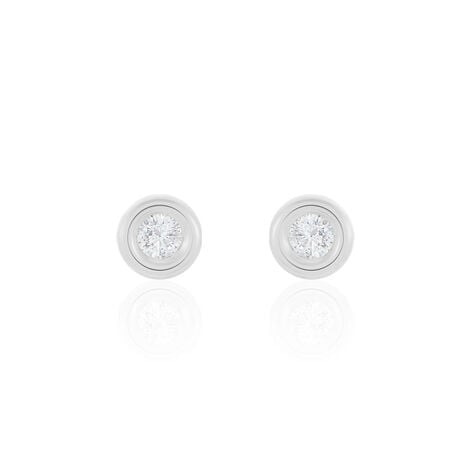Boucles D'oreilles Puces Eden Serti Pneu Or Blanc Oxyde De Zirconium - Clous d'oreilles Femme | Histoire d’Or