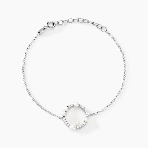 Bracelet Lua Argent Blanc Oxyde De Zirconium Perle De Culture - Bracelets Femme | Histoire d&rsquo;Or